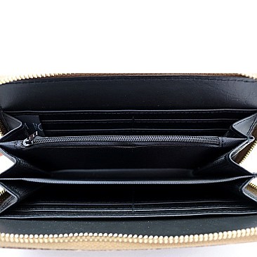 STUDDED DIAGONAL LEOPARD ACCENT WALLET