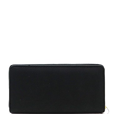 STUDDED DIAGONAL LEOPARD ACCENT WALLET
