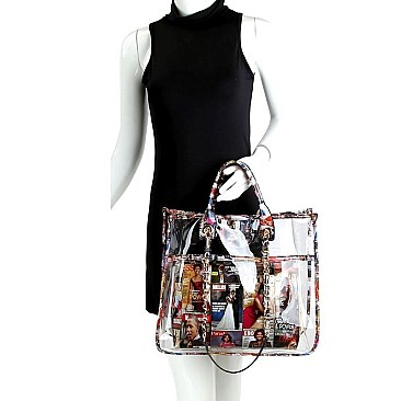 Michelle Obama Trendy Style 2 in 1 Transparent Clear Satchel