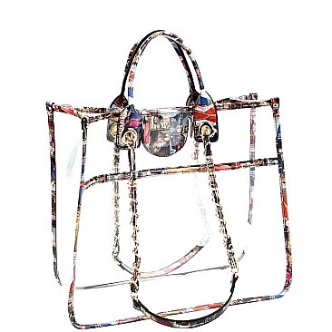 Michelle Obama Trendy Style 2 in 1 Transparent Clear Satchel