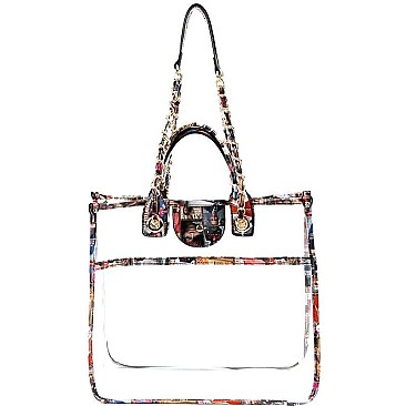 Michelle Obama Trendy Style 2 in 1 Transparent Clear Satchel