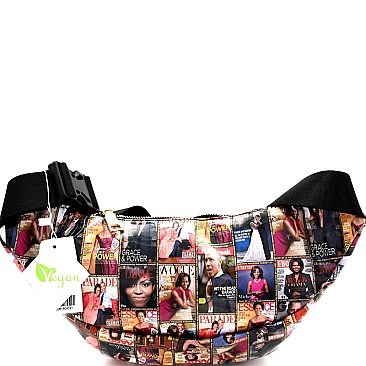 Magazine Print Multi-Pocket Patent Fashion Fanny Pack  MH-PQS005