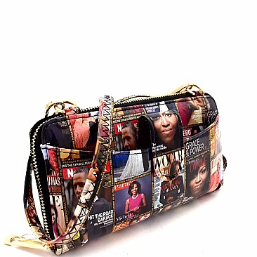 Obama Magazine Print Wallet Cellphone Holder Cross Body  MH-PQS009