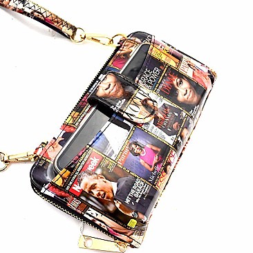 Obama Magazine Print Wallet Cellphone Holder Cross Body  MH-PQS009