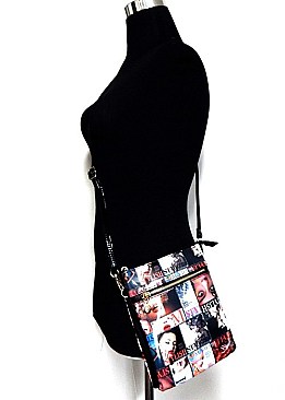 Magazine Model Print Patent Cross Body