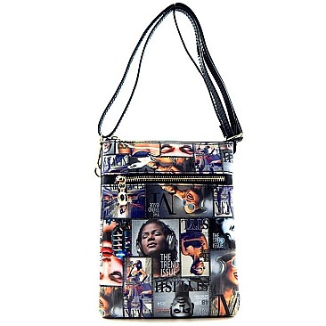 Magazine Model Print Patent Cross Body