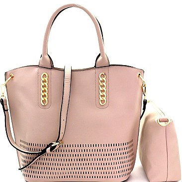 Fashionable Chain Accent Laser-Cut 2 in 1 Tote MH-PS3183