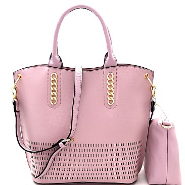 Fashionable Chain Accent Laser-Cut 2 in 1 Tote MH-PS3183