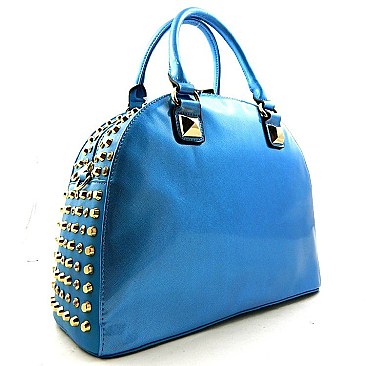 Rhinestone Studded Side Round Shape Patent Purse