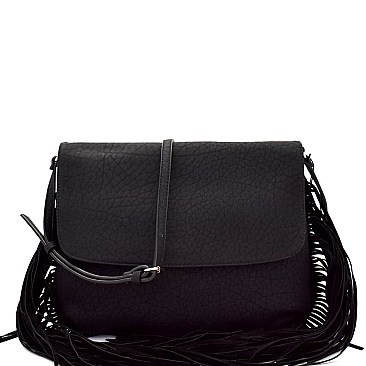 PU032803-LP  Fringed Side Flap Cross Body Messenger