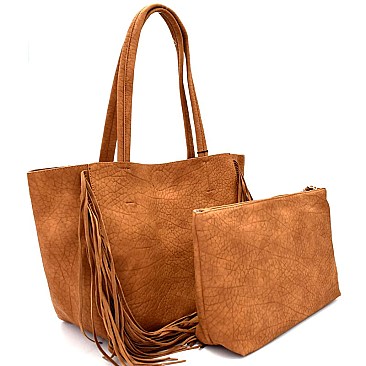 PU032804 Fringed 2 in 1 Shopper Tote