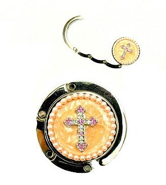 Pearl & Stone Round Folding Cross Hook & Hanger For Handbags