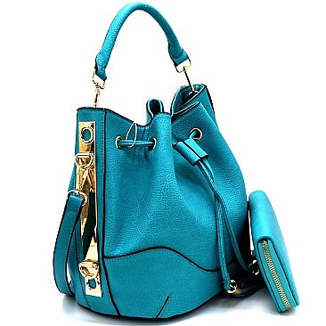 PW6390-LP Drawstring Bucket Shoulder Bag Wallet SET