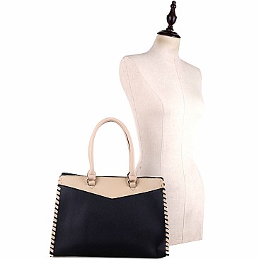 Whipstitched Color Block 2 in 1 Tote