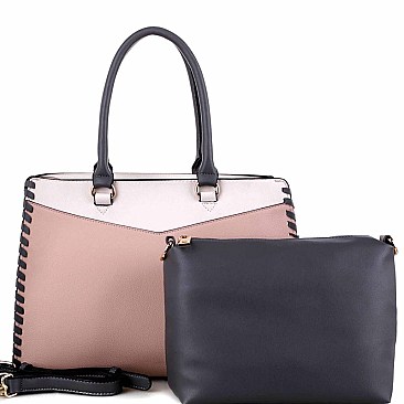 Whipstitched Color Block 2 in 1 Tote