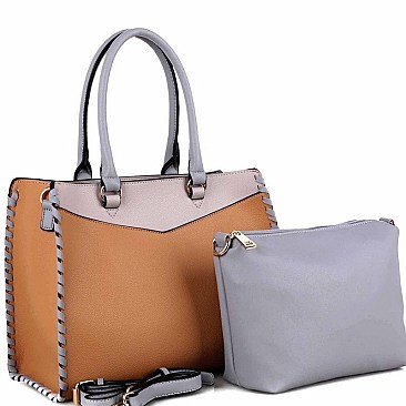 Whipstitched Color Block 2 in 1 Tote