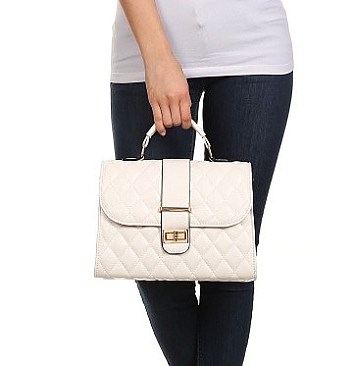 Classic High Quality Quilted Twist Lock Satchel