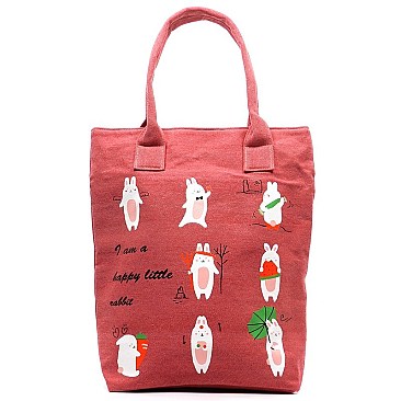 I am a happy little rabbit" Jute Shopper
