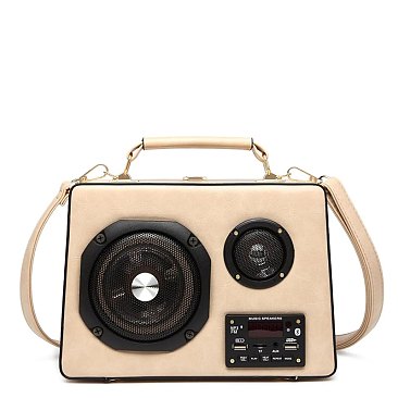 gold Bluetooth Speaker Satchel / Shoulder Handbag
