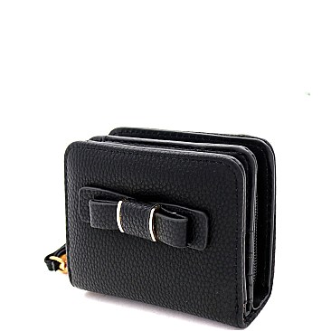 Small Bow Accent Bi-Fold Wristlet Wallet
