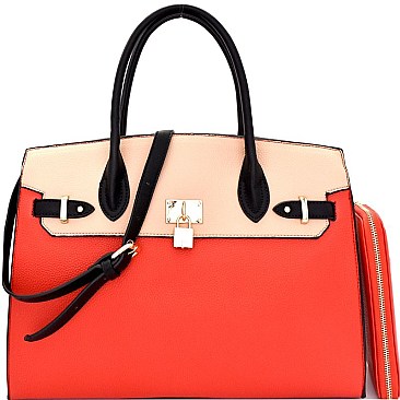 RD2080-LP Celebrity Padlock Accent Oversize Structured Satchel SET