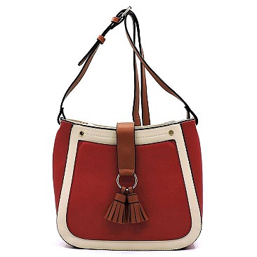 Fashion Colorblock Tassel Crossbody Bag