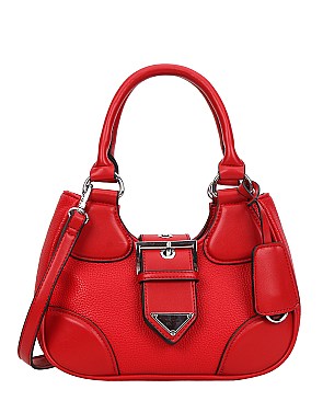 Flap Tri-angle Accent Buckle Satchel / Shoulder Bag