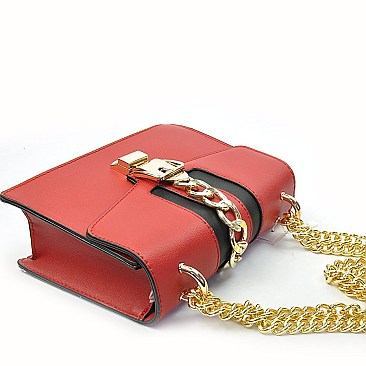 Belt Lock & Chain Handle Shoulder Bag