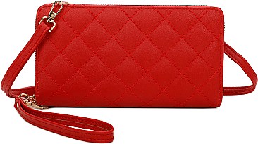 Double Zipper Quilted Wallet Wristlet