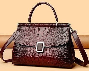 Quality Crocodile Medium Size Buckled Satchel
