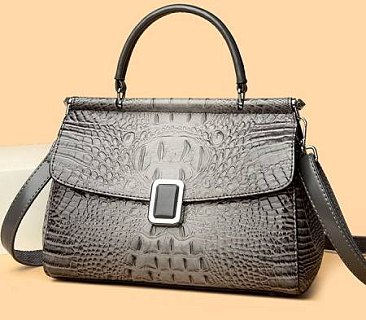 Quality Crocodile Medium Size Buckled Satchel