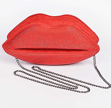 Iconic LIPS Form Crystal Pave Crossbody Bag