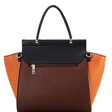 Color Block 2-Way Wing Flap Satchel Wallet SET MH-RX7254W