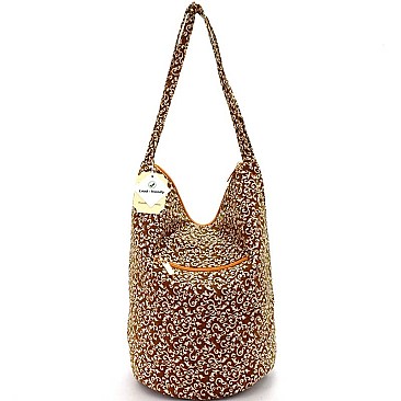 S0327-LP Paisley Aztec Print Canvas Bohemian Slouchy Hobo