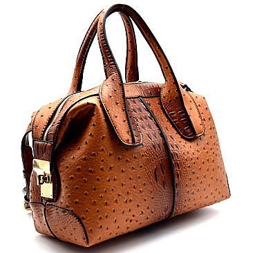 Boutique Quality Ostrich Print Satchel