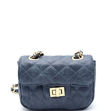 S0486-LP Quilted Turn-Lock Small Shoulder Bag