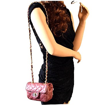 S0486-LP Quilted Turn-Lock Small Shoulder Bag