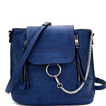 Convertible Ring and Chain Accent Backpack