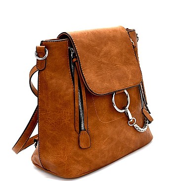Convertible Ring and Chain Accent Backpack