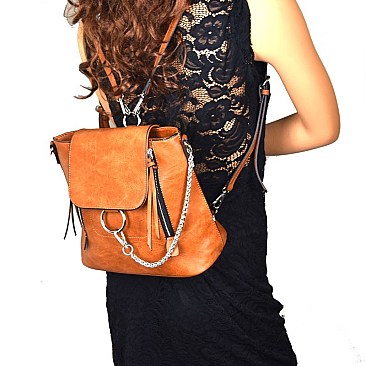 Convertible Ring and Chain Accent Backpack