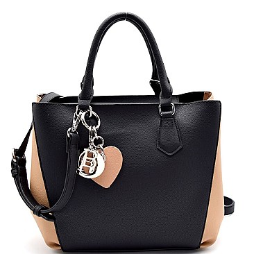 S0518-lp Heart Letter Charm Two-Tone Satchel