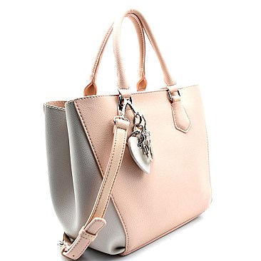 S0518-lp Heart Letter Charm Two-Tone Satchel