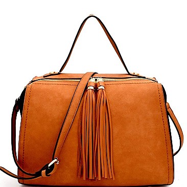 Tassel Accent Boxy Boston Satchel S0531-LP