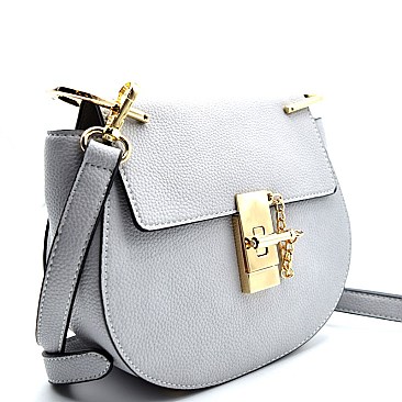 S87036-LP Hardware Accent Flap Crossbody Messenger