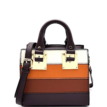 S87074-LP Multi-Color Striped Small Satchel Crossbody