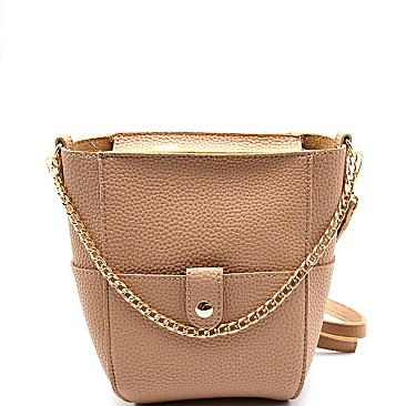 S87166-LP Chain Accent Multi-Pocket Cross Body