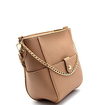 S87166-LP Chain Accent Multi-Pocket Cross Body