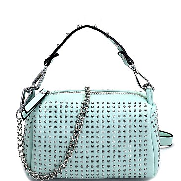 S87184-LP Allover Silver-Tone Stud Cross Body