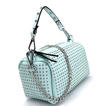 S87184-LP Allover Silver-Tone Stud Cross Body