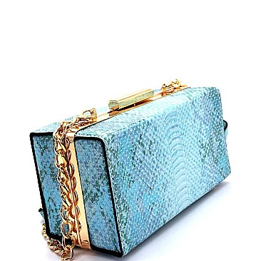 S87250-LP Metallic Snake Print Box Frame Cross Body